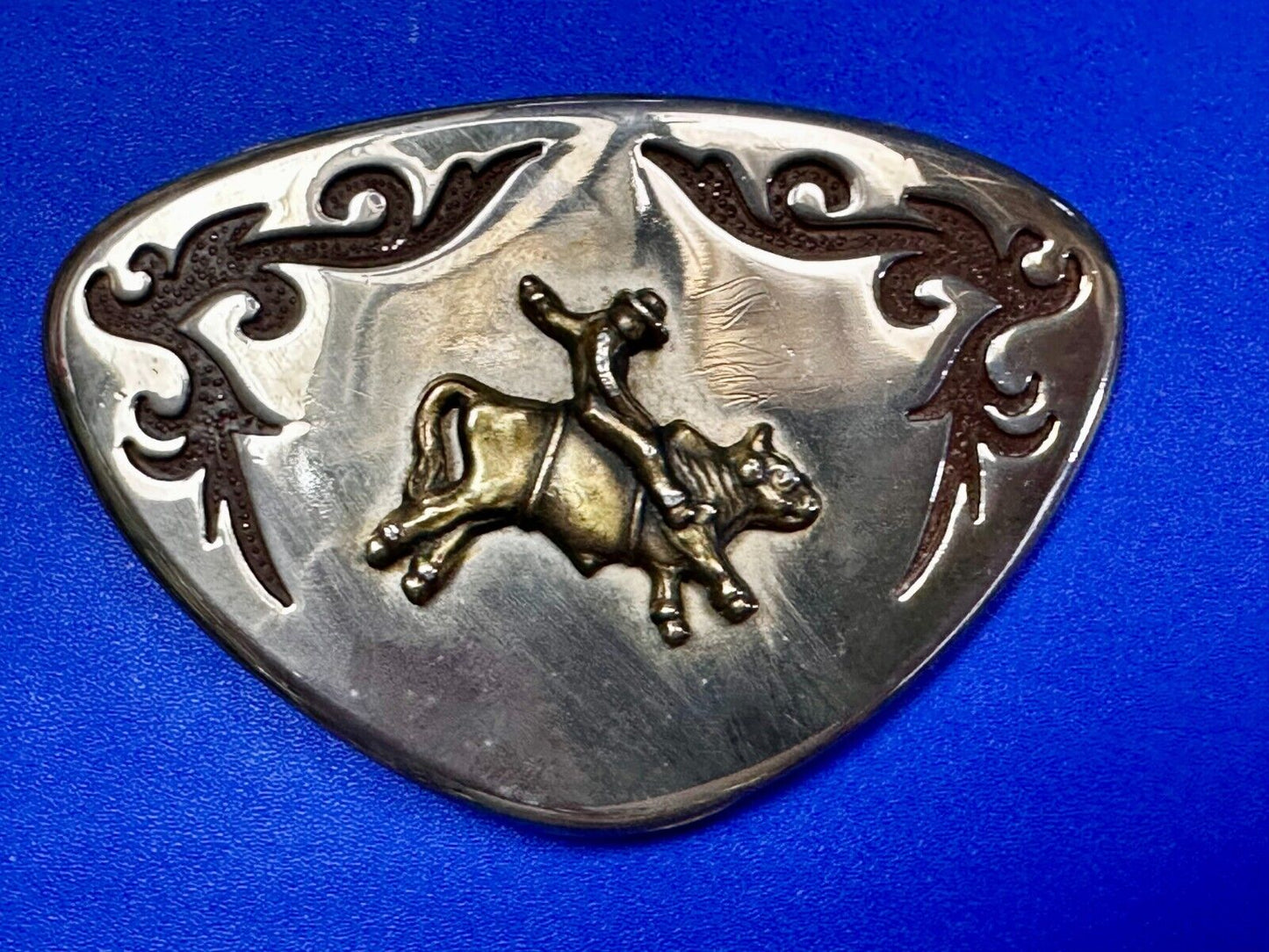 Vintage Cowboy Riding Rodeo Bull Western Belt Buckle