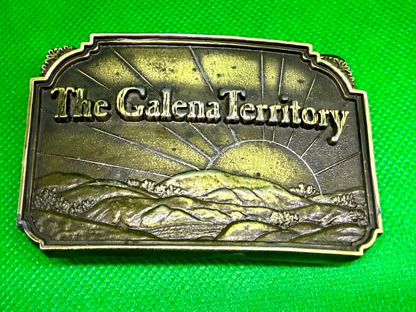 The Galena Territory Brass Belt Buckle Sunrise Illinois Vintage Belt Buckle