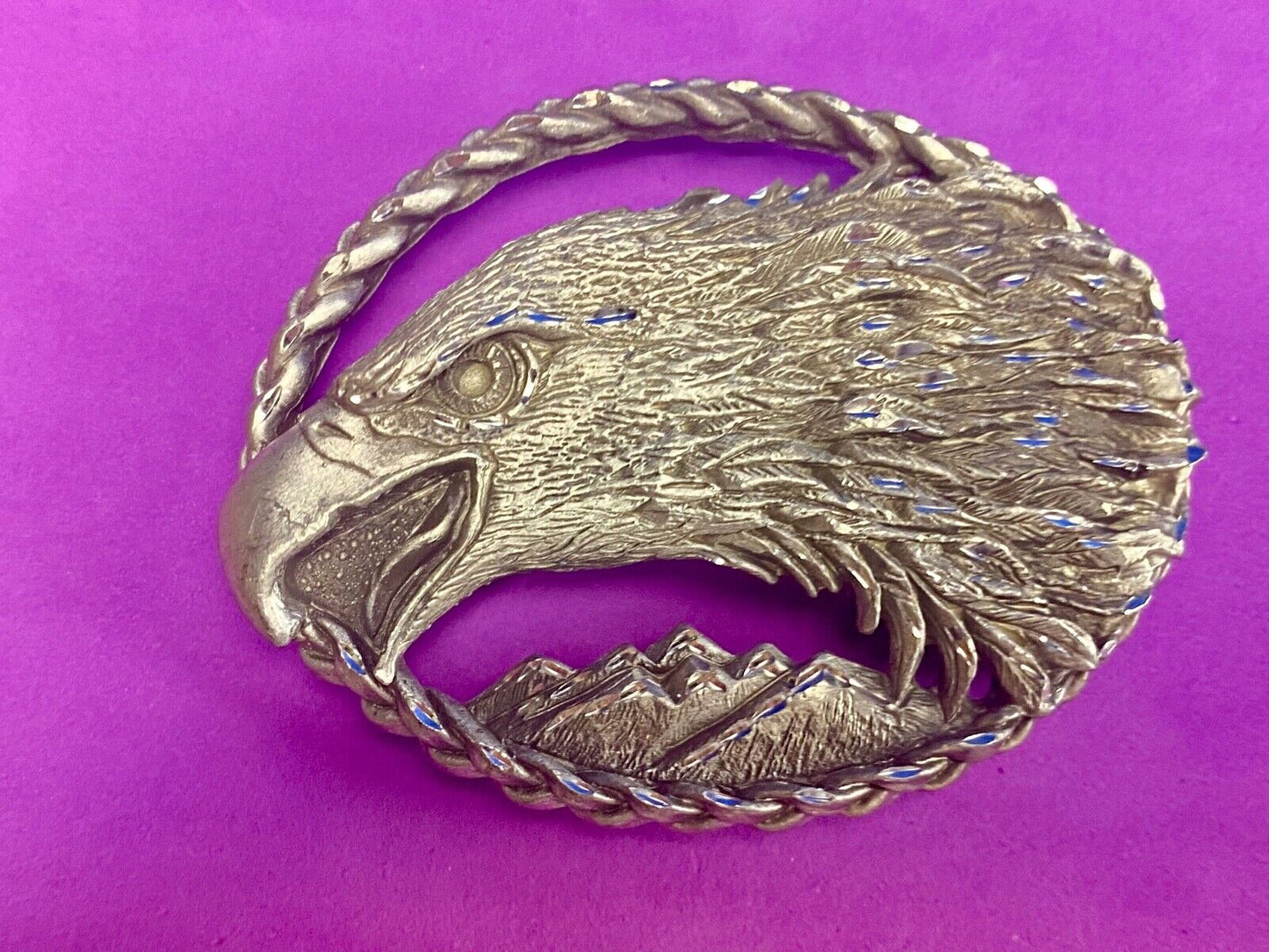 Vintage 1995 EAGLE head see through PEWTER belt buckle by EJC
