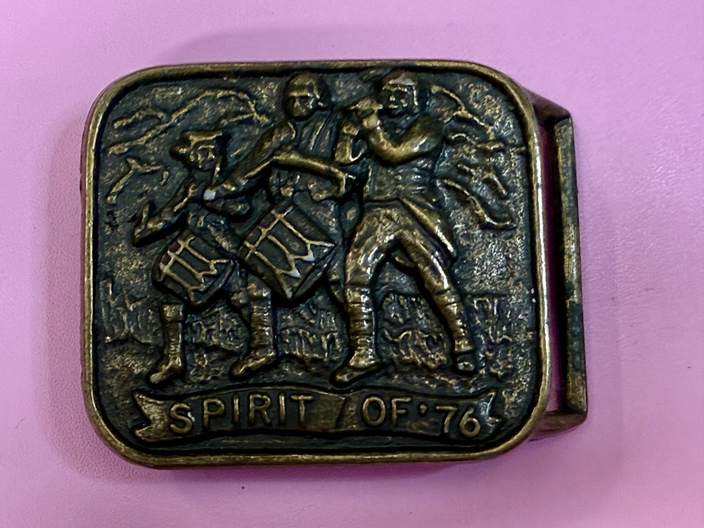 The Spirit of 76 American Bicentennial Patriotic Marching Band Belt Buckle