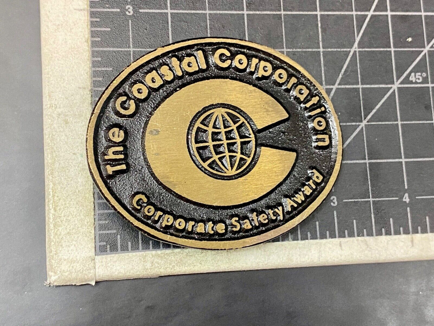 The Coastal Corporation Safety Award solid brass dynabuckle belt buckle