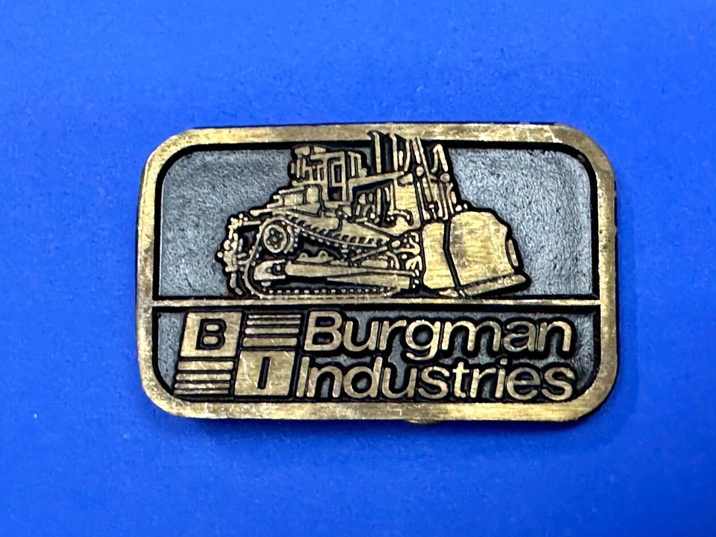 Vintage Burgman Industries Company Advertising brass Dynabuckle belt buckle
