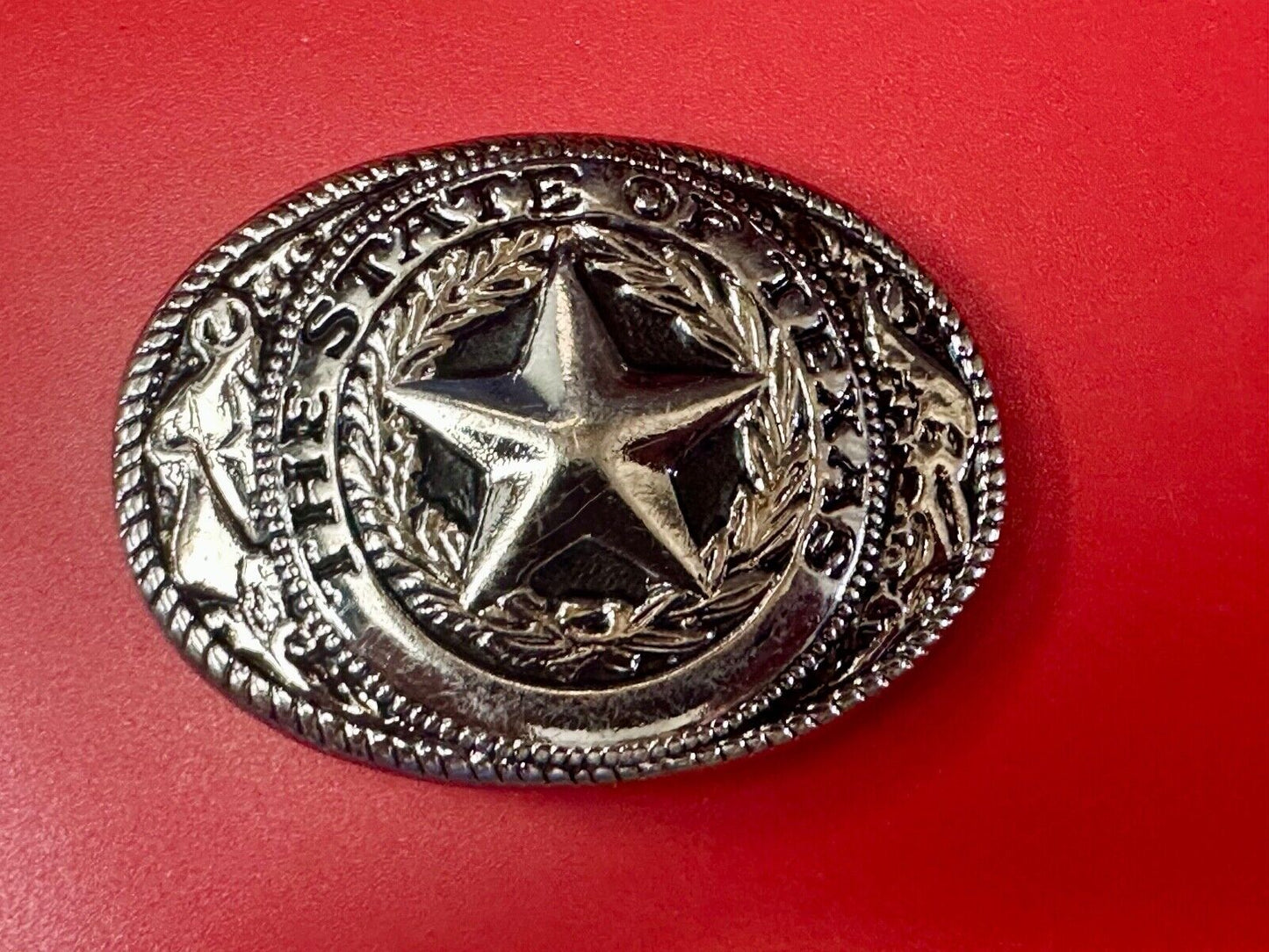 Texas Star & Flag - State Series vintage small gold tone belt buckle