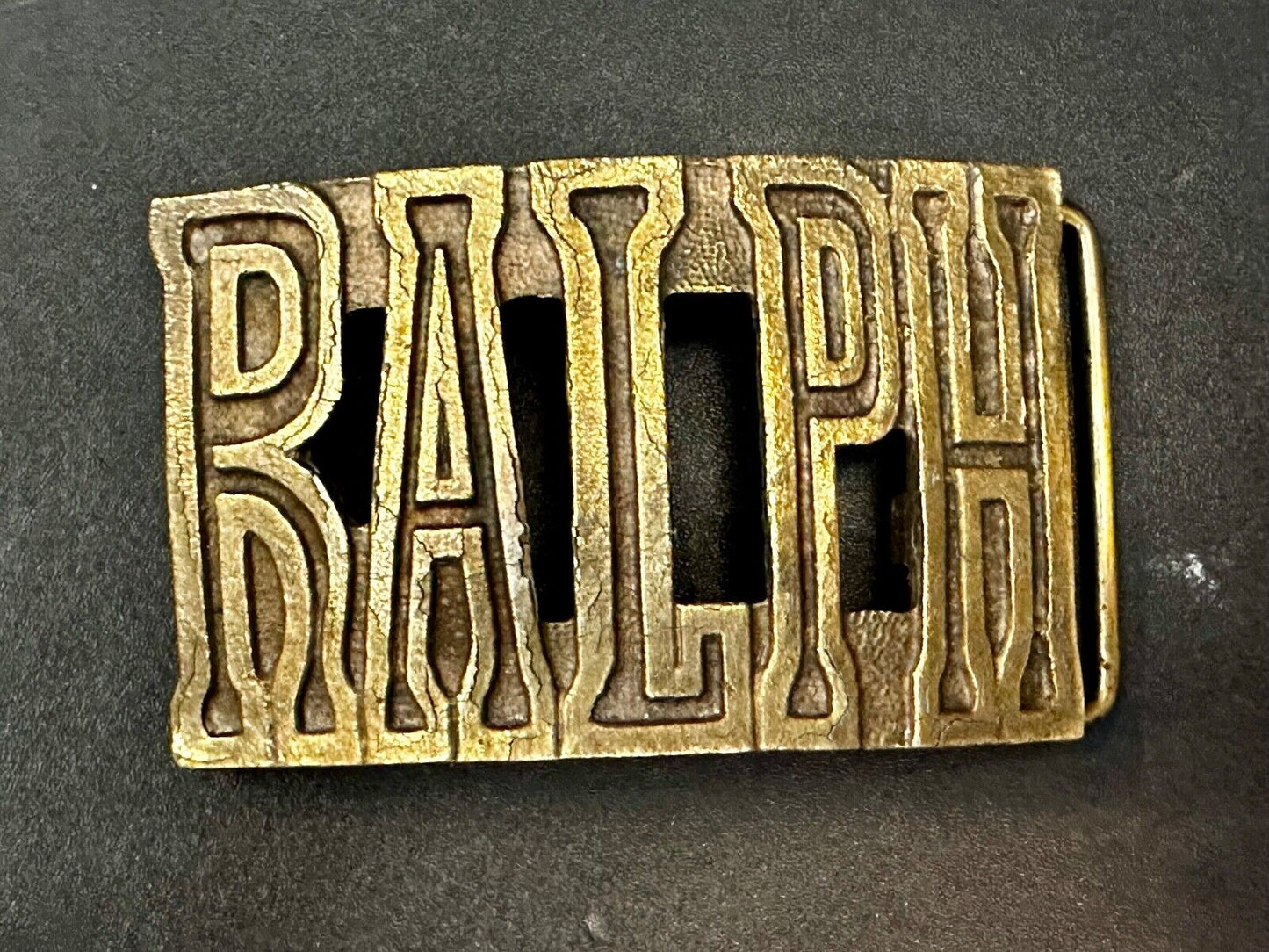 Beautiful Customized Name RALPH Cut-Out Vintage Belt Buckle by THE CHAD - in box