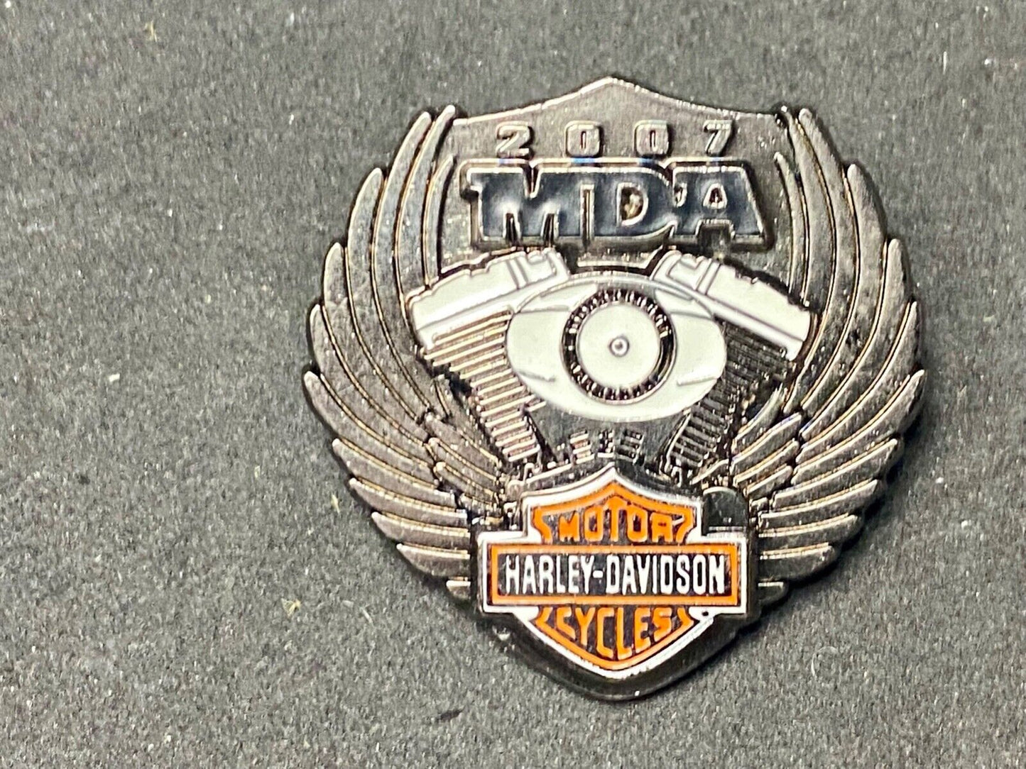 2007 MDR Ride Harley Davidson Motorcycle Collectors pin Engine & Wings