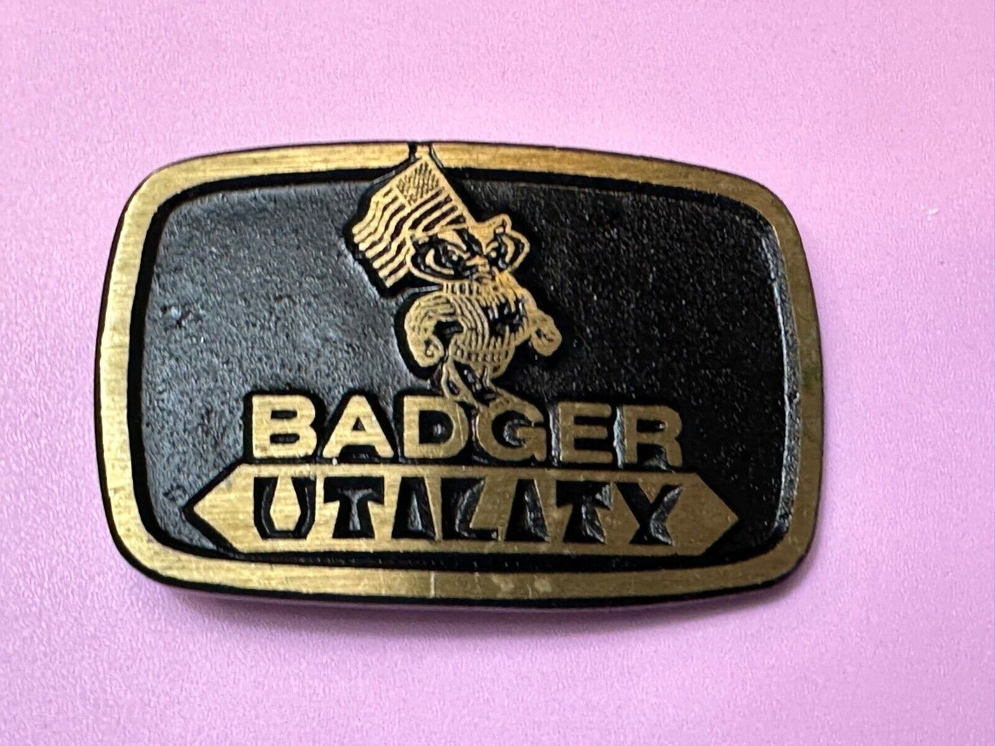 Vintage Badger Utility Wisconsin Power Company Brass Dynabuckle belt buckle