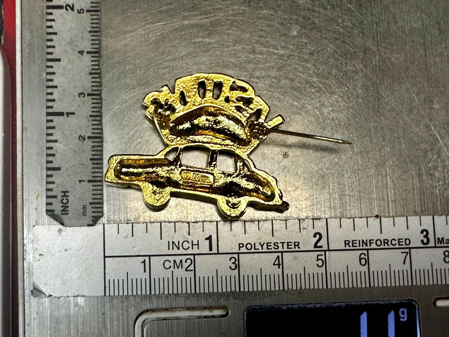 Traveling Nurses in Car Medical EMT Vintage Gold Tone Brooch / Pin by Ren