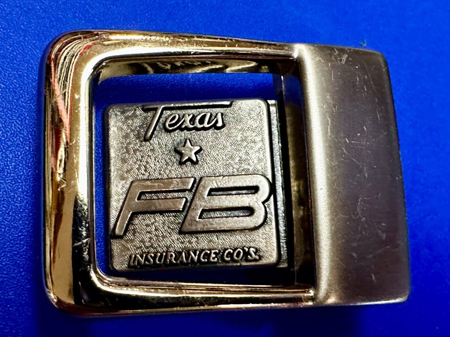 Texas Fb Insuriance Co Vintage Small Swing Out Gold Tone Belt Buckle