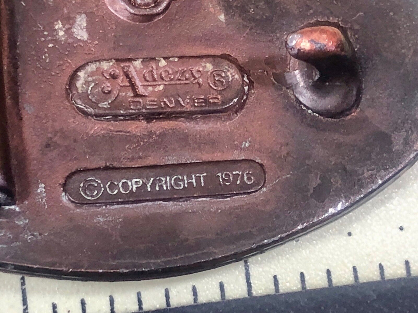 Vintage 1976 Rare Big Sky Country Montana Vintage Adezy 3D Copper Belt Buckle