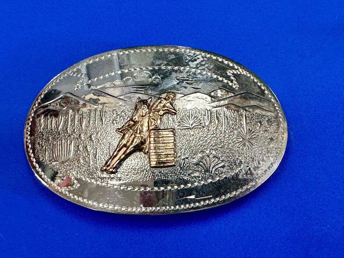 Vintage COMSTOCK CUTTING HORSE Hand Engraved German Silver Belt Buckle