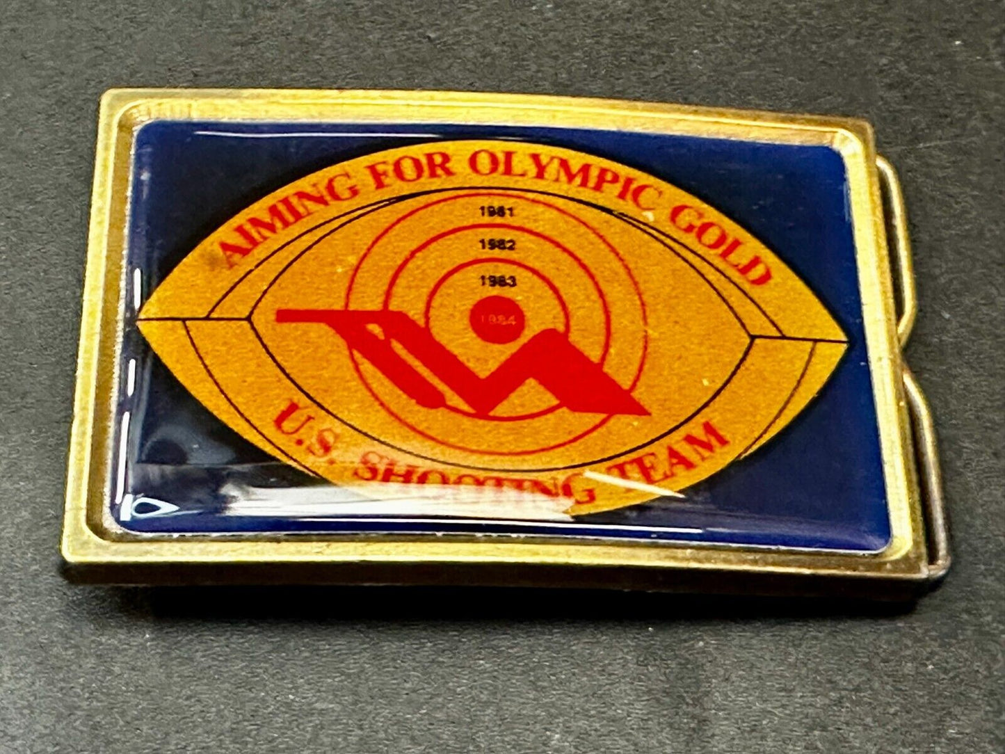 US Shooting Team Los Angeles 1984 Aiming for Olympic Gold NOS Belt Buckle