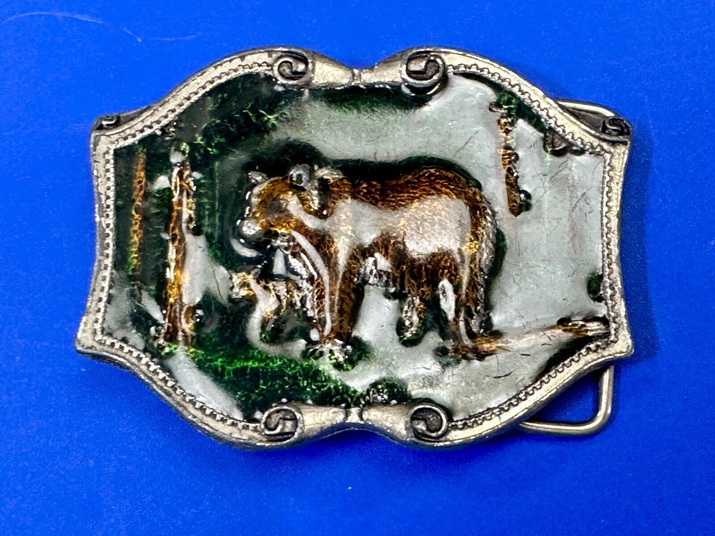 Bear & Cub in Nature Vintage Tiffany Studio New York belt buckle
