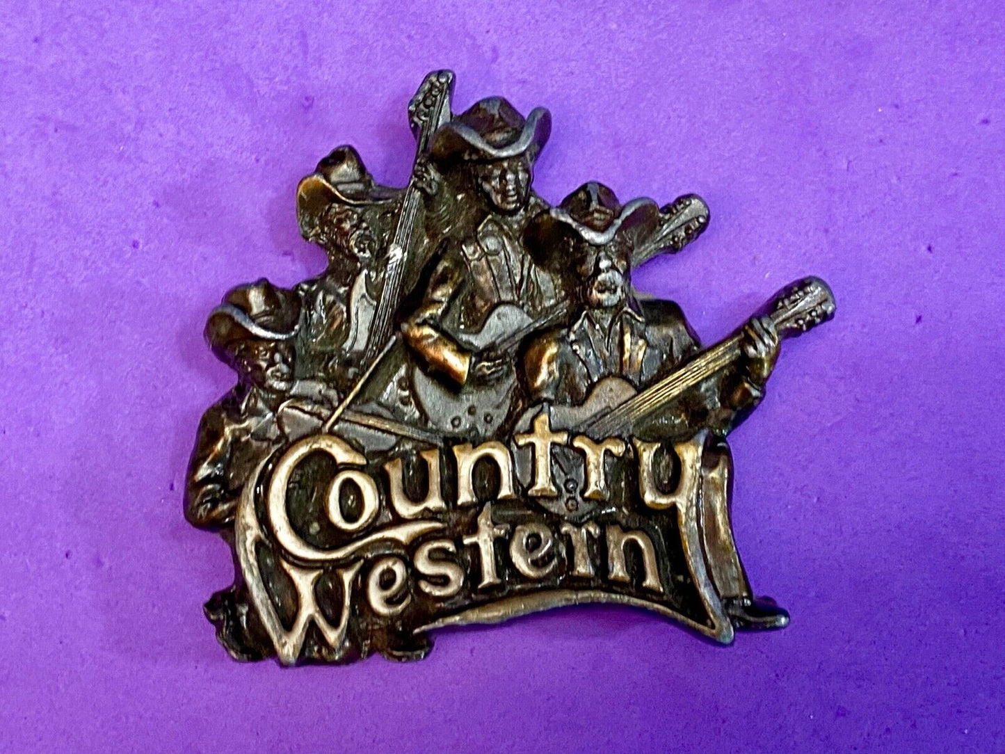 Vintage 1981 Country Western Music Pickers Bluegrass Musicians Belt Buckle