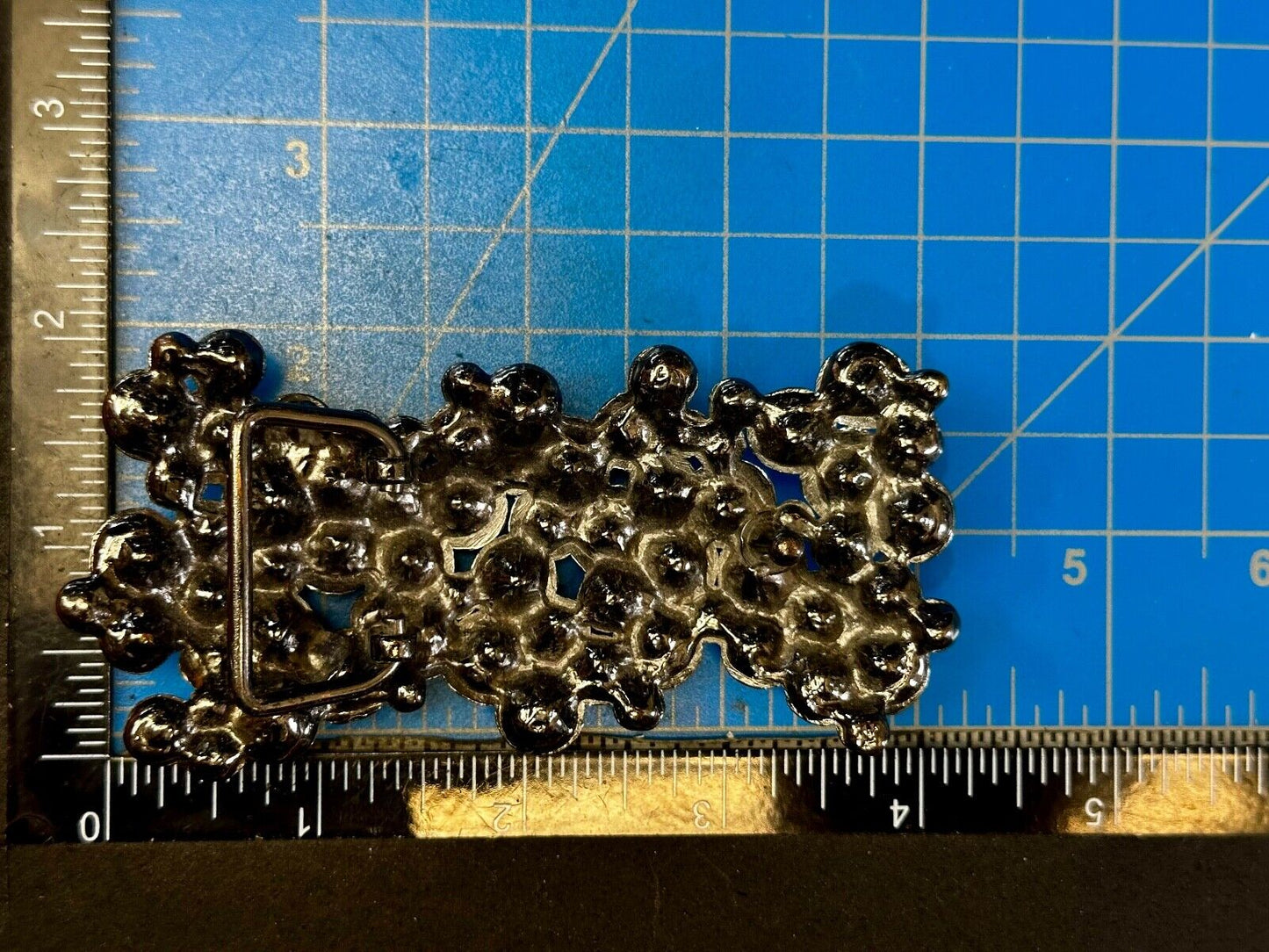 Black Rhinestone Cluster / Covered Retro Women's 4" Wide Belt Buckle