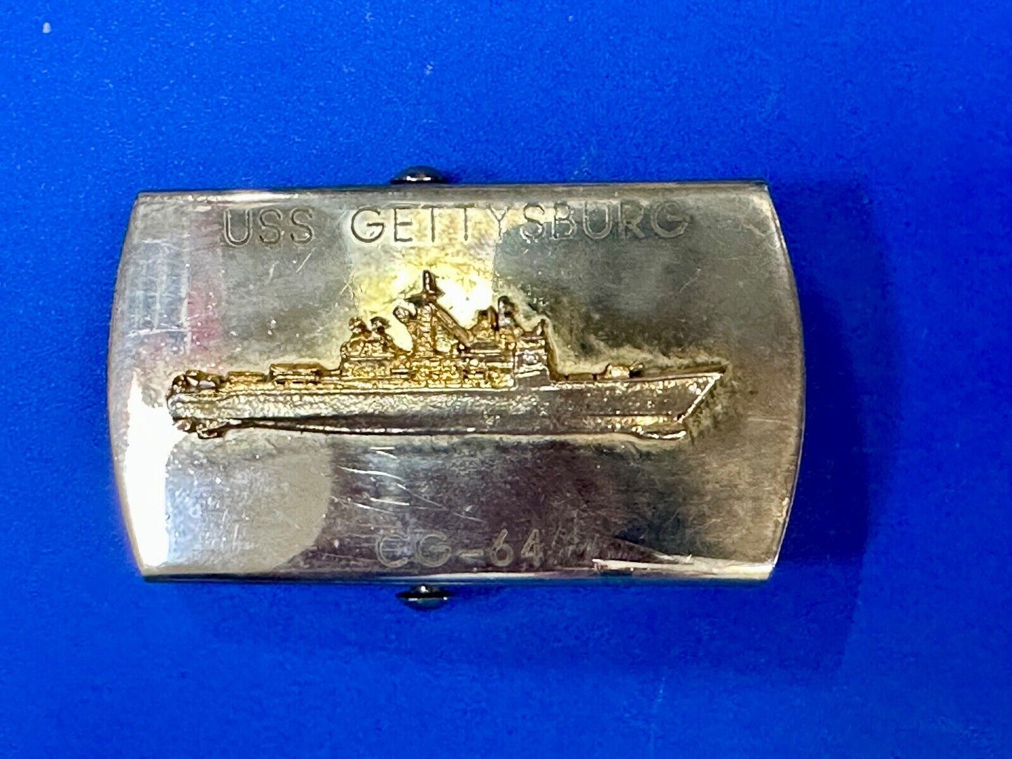 USS Gettysburg CG-64 Ticonderoga-class battleship solid brass belt buckle