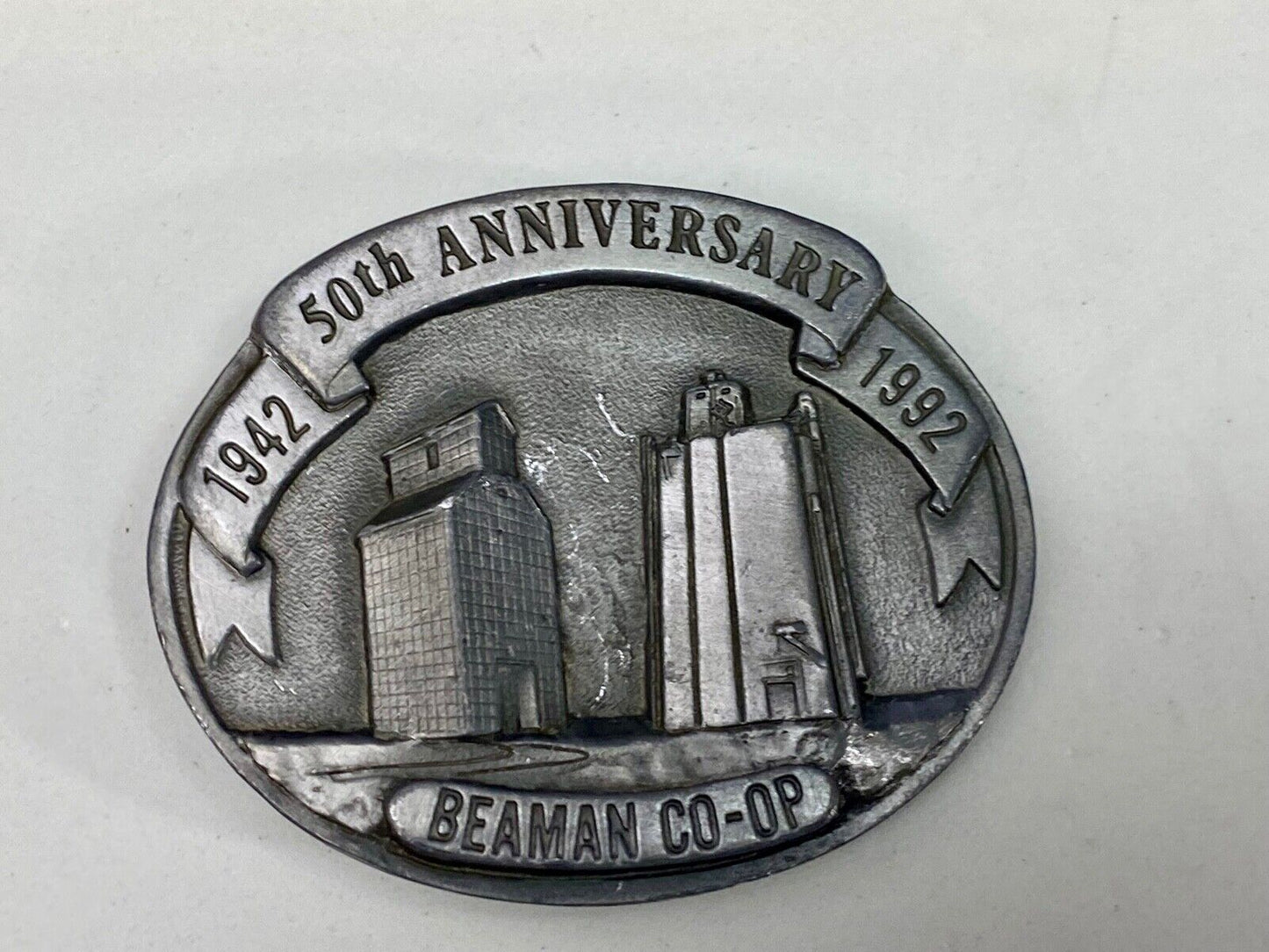 Beaman Co-Op 50Th Anniversary Iowa Feed Grain Farming Agriculture Belt Buckle
