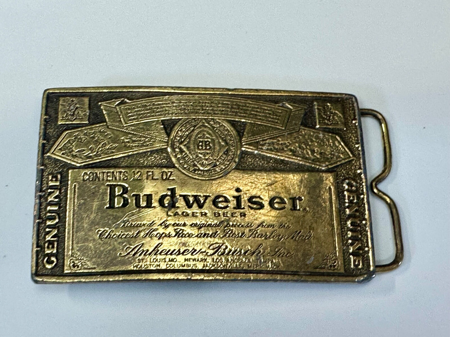 Vintage Budweiser A-168 Beer Company Brass Tone Add Belt Buckle