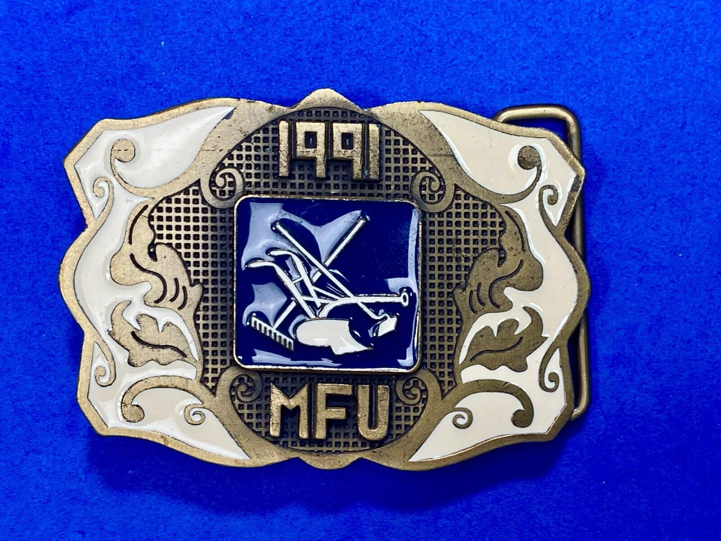 1991 Mfu Landscaping Service Company Promotional Western Framed Belt Buckle