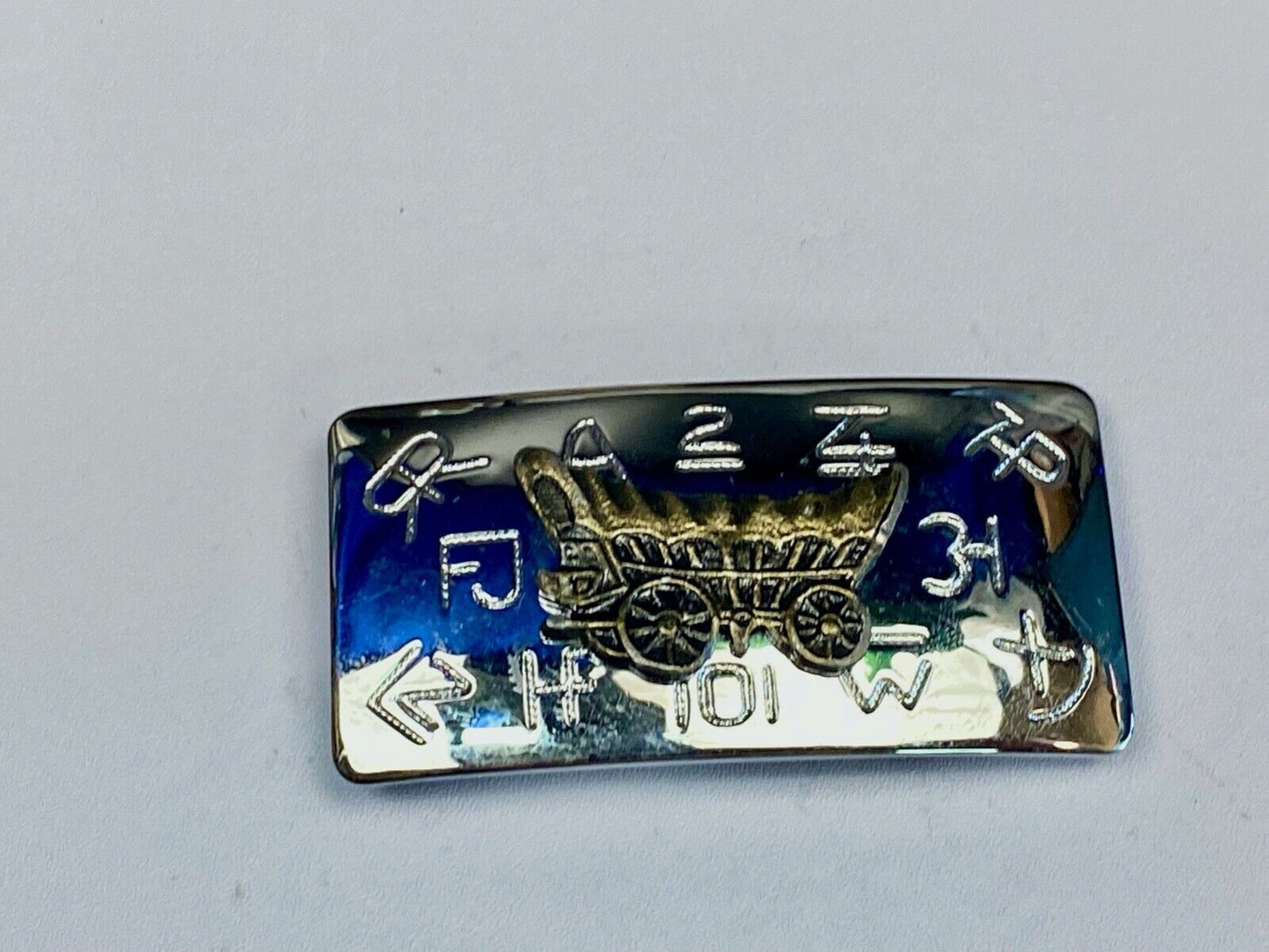 Vintage Covered Wagon And Cattle Branding Symbols Two Tone Chambers Belt Buckle