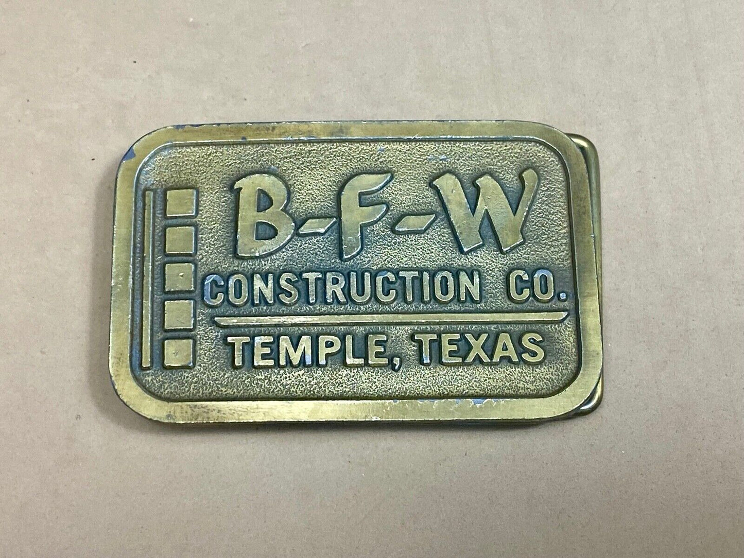 Temple Texas TX B-F-W Construction Company Advertising promo belt buckle