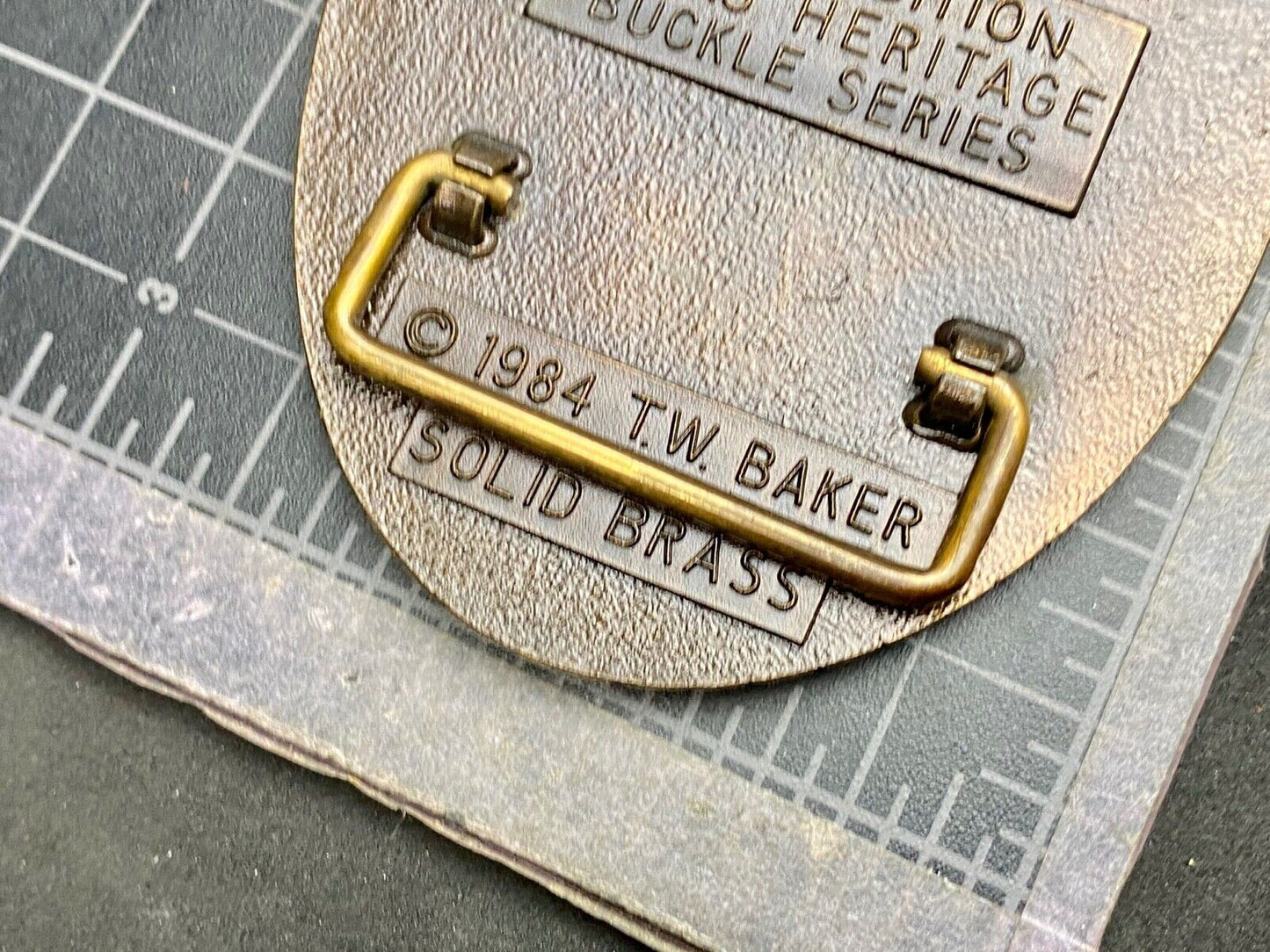 Vintage 1st edition TEXAS Sesquicentennial 1984 T.W. Baker Brass belt buckle