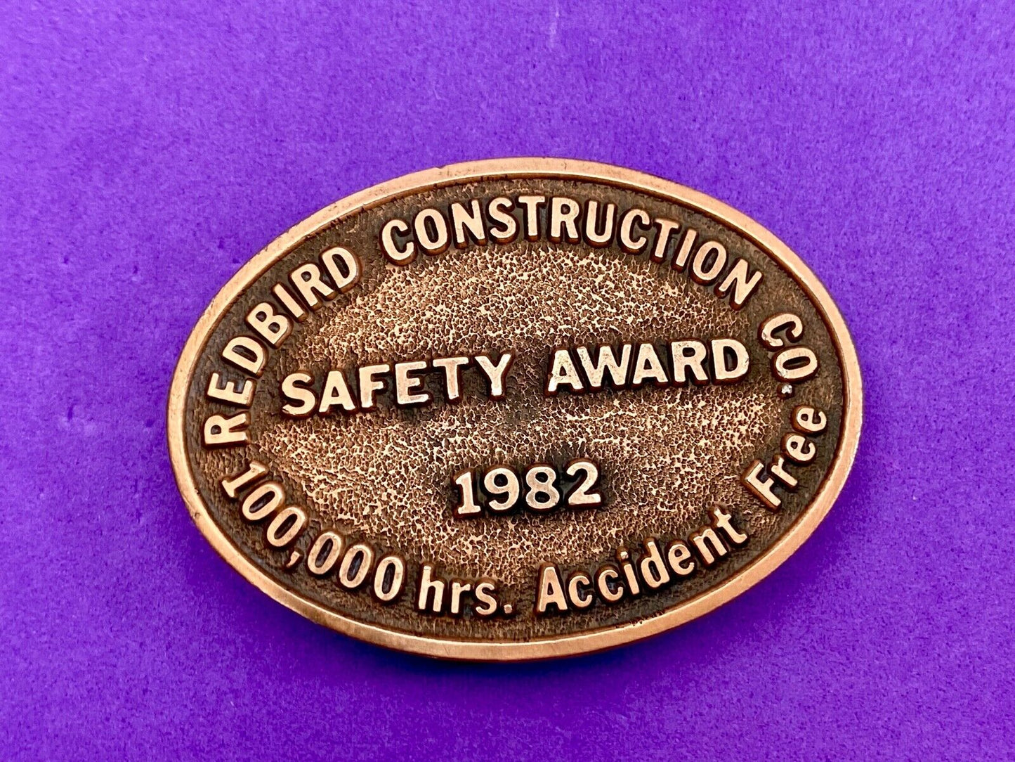 1982 Redbrid Constitution company - Accident free Safety Award belt buckle