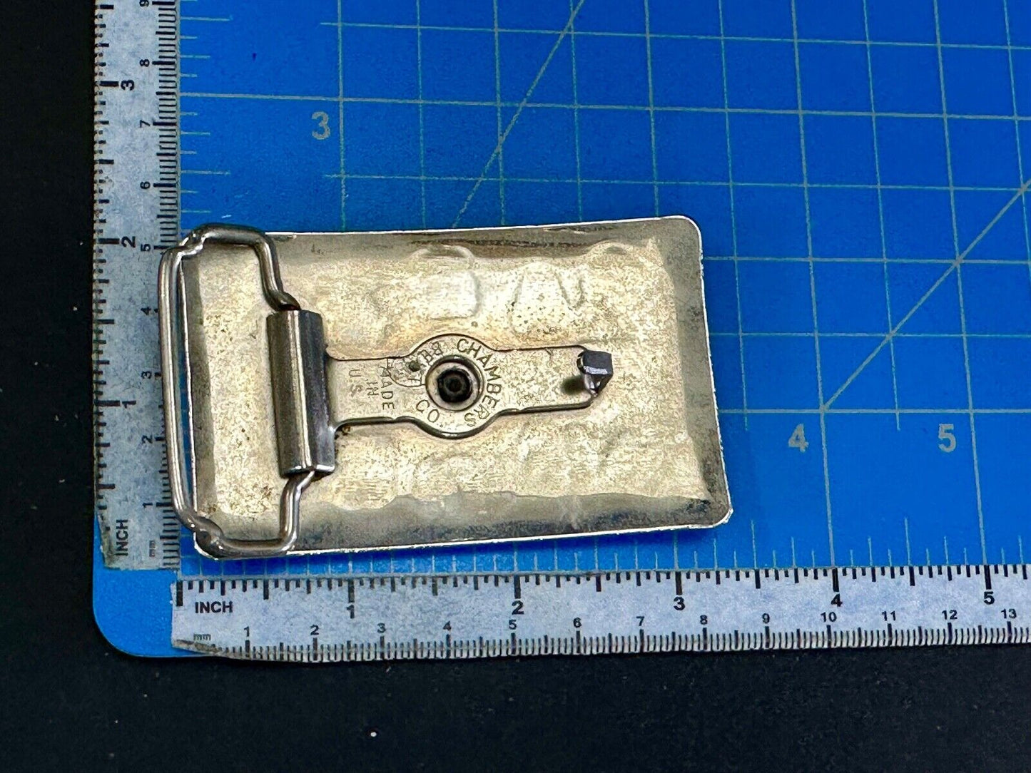 Vintage Chambers Western Cowboy Boots and cattle branding symbols belt buckle