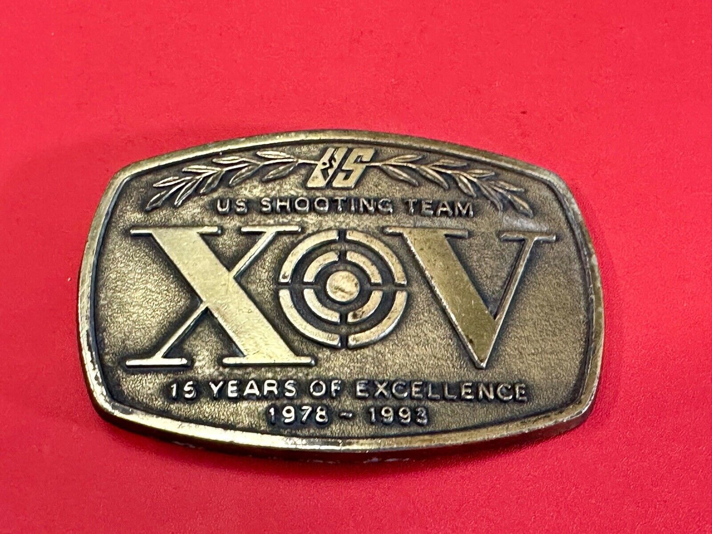 Vintage 1993 US Shooting Team 15 Years of Excellence Team USA Belt Buckle