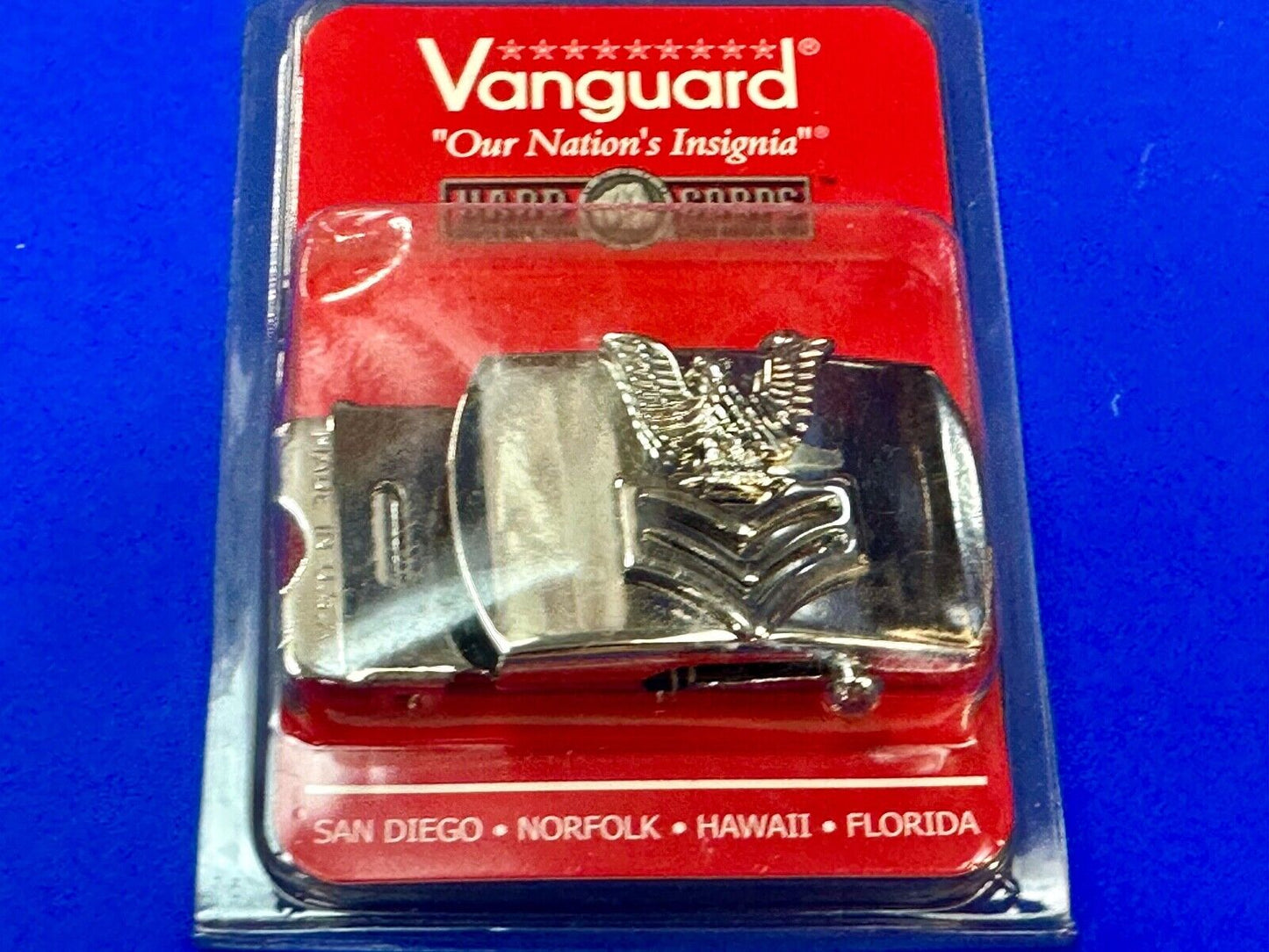 US Navy Petty Officer 1st Class Silver Brass Vanguard Belt Buckle USN Military
