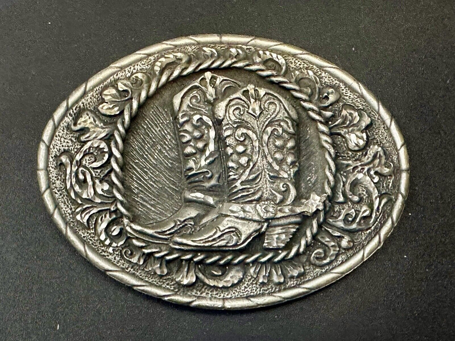 Vintage EGE '93 Rattlesnake Diamond Cut Pewter Belt Buckle Made In the USA