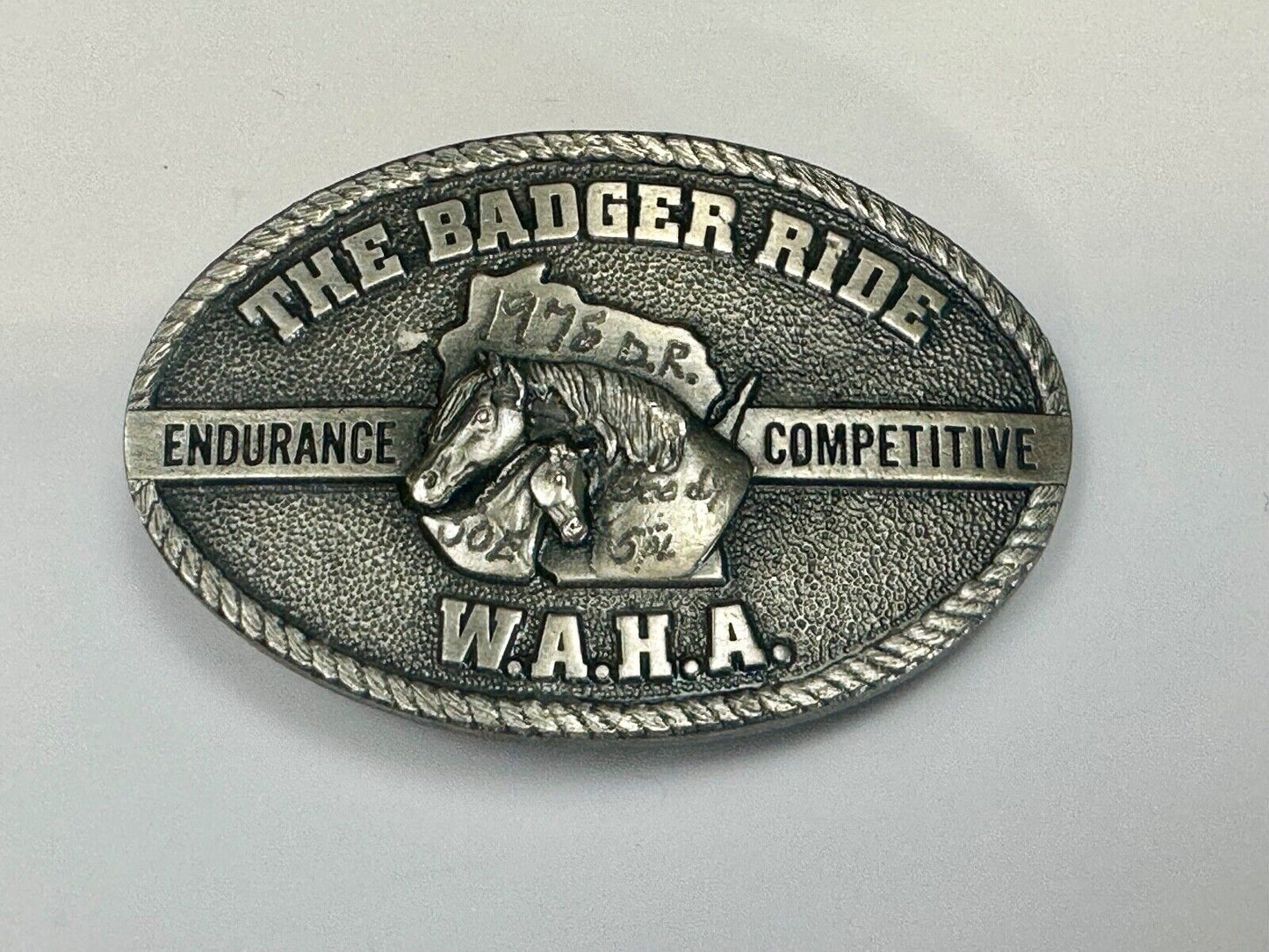 The Badger Ride WAHA Endurance Completive WI Arabian Horse Assn belt buckle