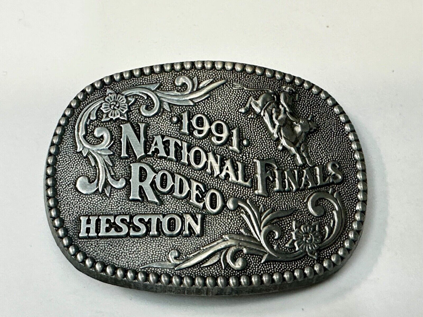 1991 NFR National Finals Rodeo NOS Youth Size ADM Commemorative Belt Buckle