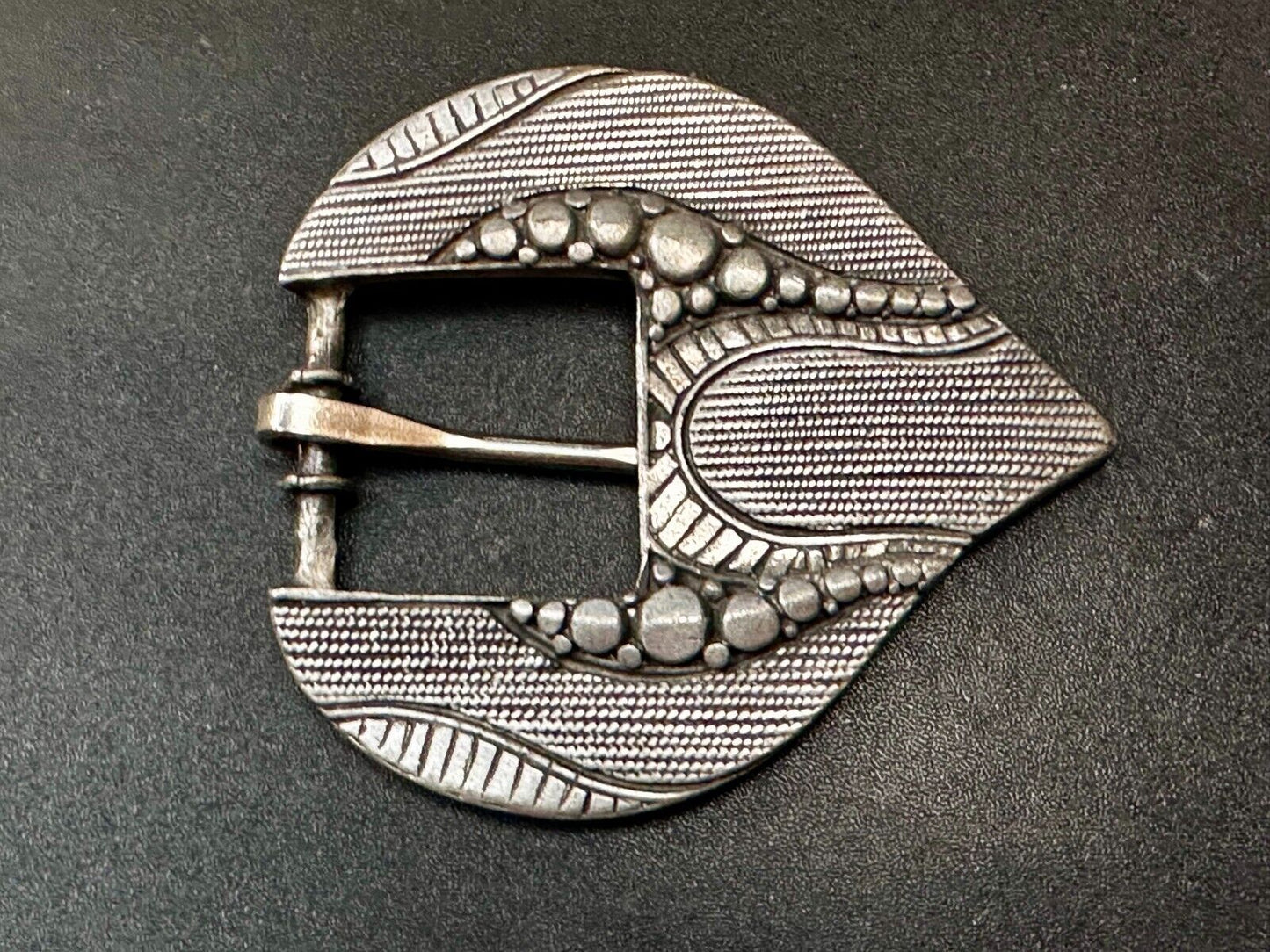 Beautiful Heart Shape Textured Replacement Dress Silver Tone Belt Buckle- MZ RCC
