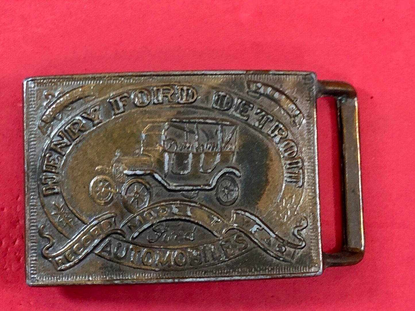 Vintage Belt Buckle Henry Ford Detroit Automobiles PC2020340010 Brass Metal Car