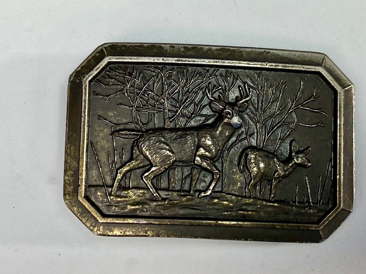 1976 The Deer In Nature - Great American Belt Buckle Co