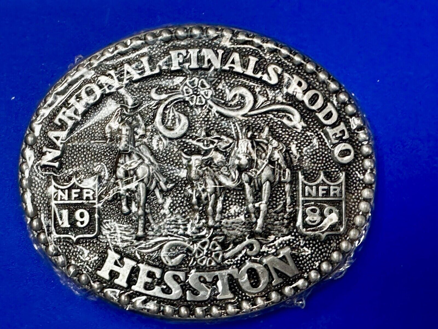 1989 Hesston National Finals Rodeo NFR NOS Collectors Adult Belt Buckle in wrap
