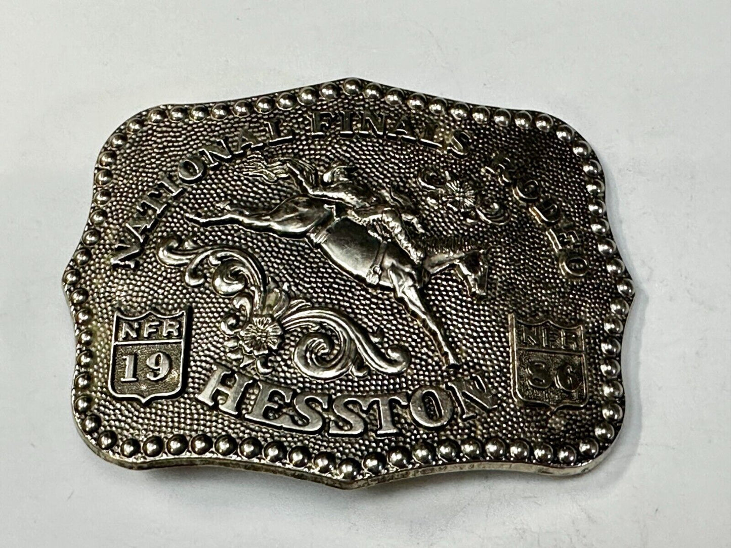1986 Hesston National Finals Rodeo NFR Rodeo Cowboys NOS Western Belt Buckle