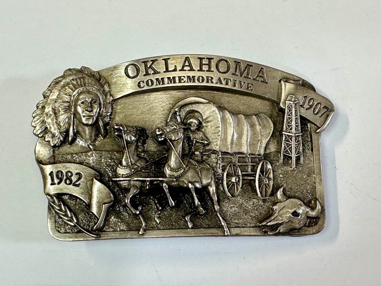 1982 Oklahoma State Commemorative Series limited belt buckle by Arroyo Grande