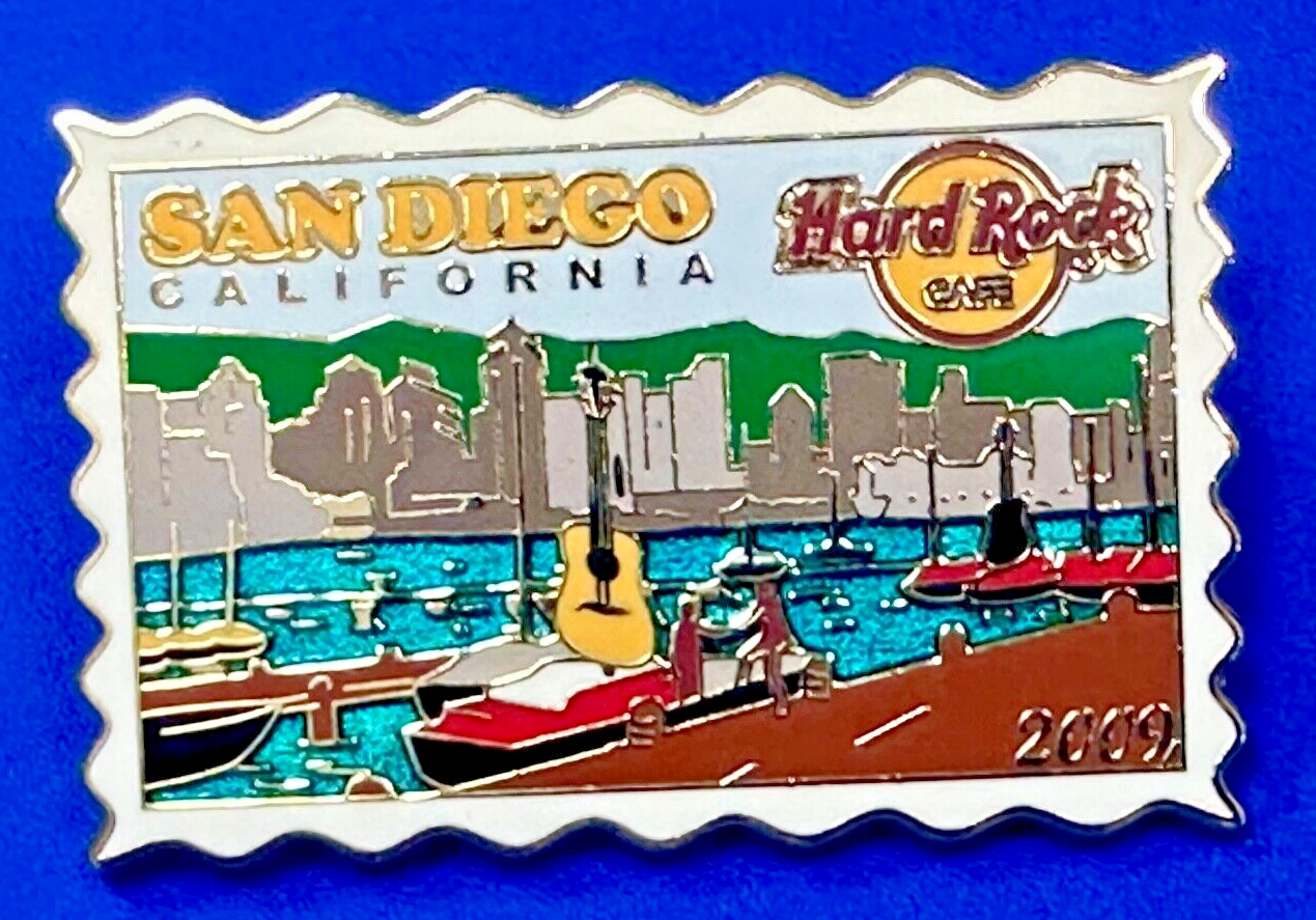 2009 Hard Rock Cafe Collectors San Diego California Stamp Style pin