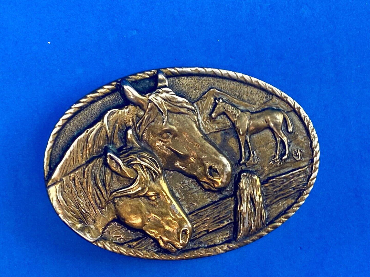 Tribute to the Horse - head, bust profile in western commemorative belt buckle