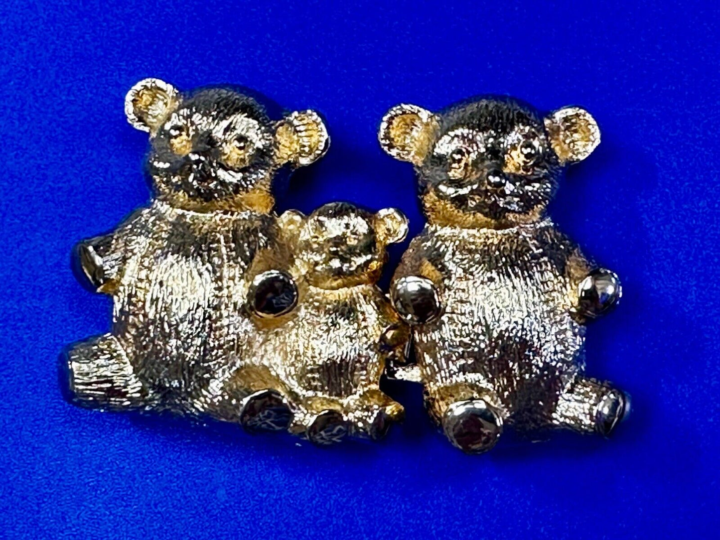 Bear Family Two Piece Interlocking Gold Tone Vintage Belt Buckle by Dotty Smith