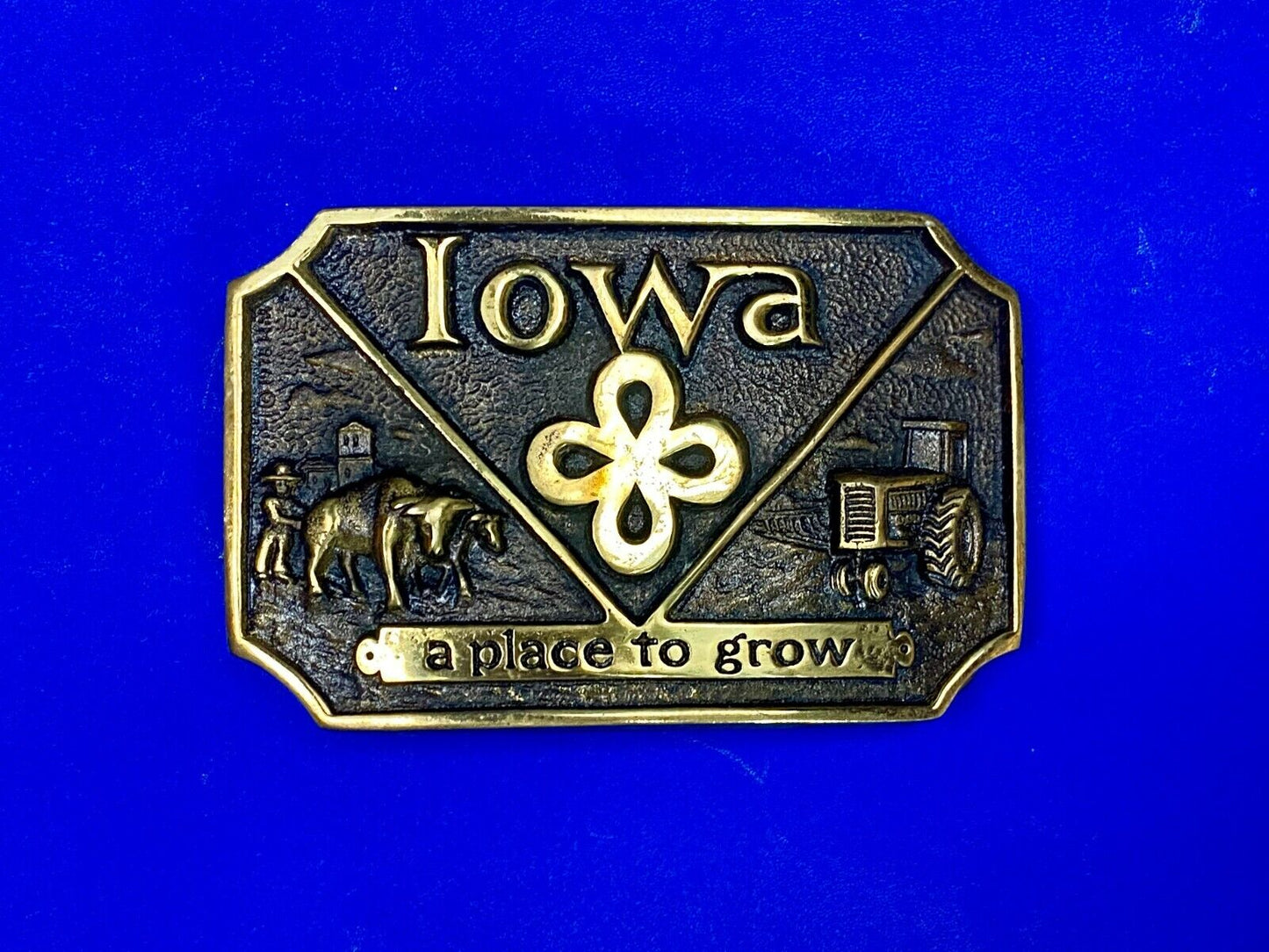 The State Of Iowa, A Place To Grow! Farming Belt Buckle Heritage Mint Ltd