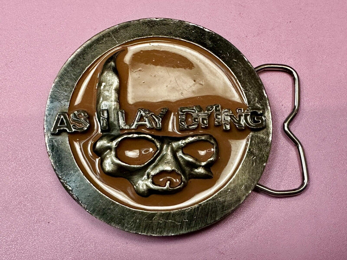 2005 As I Lay Dying Heavy Metal Rock Band Round Skull Music Belt Buckle
