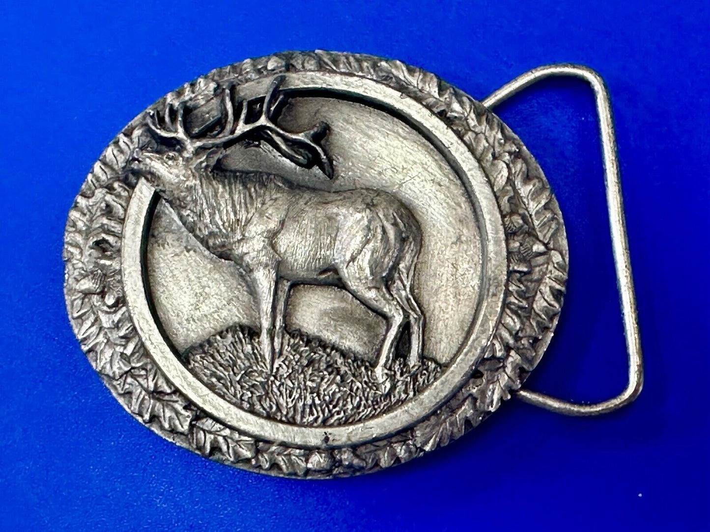The North American Elk Commemorative Vtg. 1986 Bergamot Brass Works belt buckle