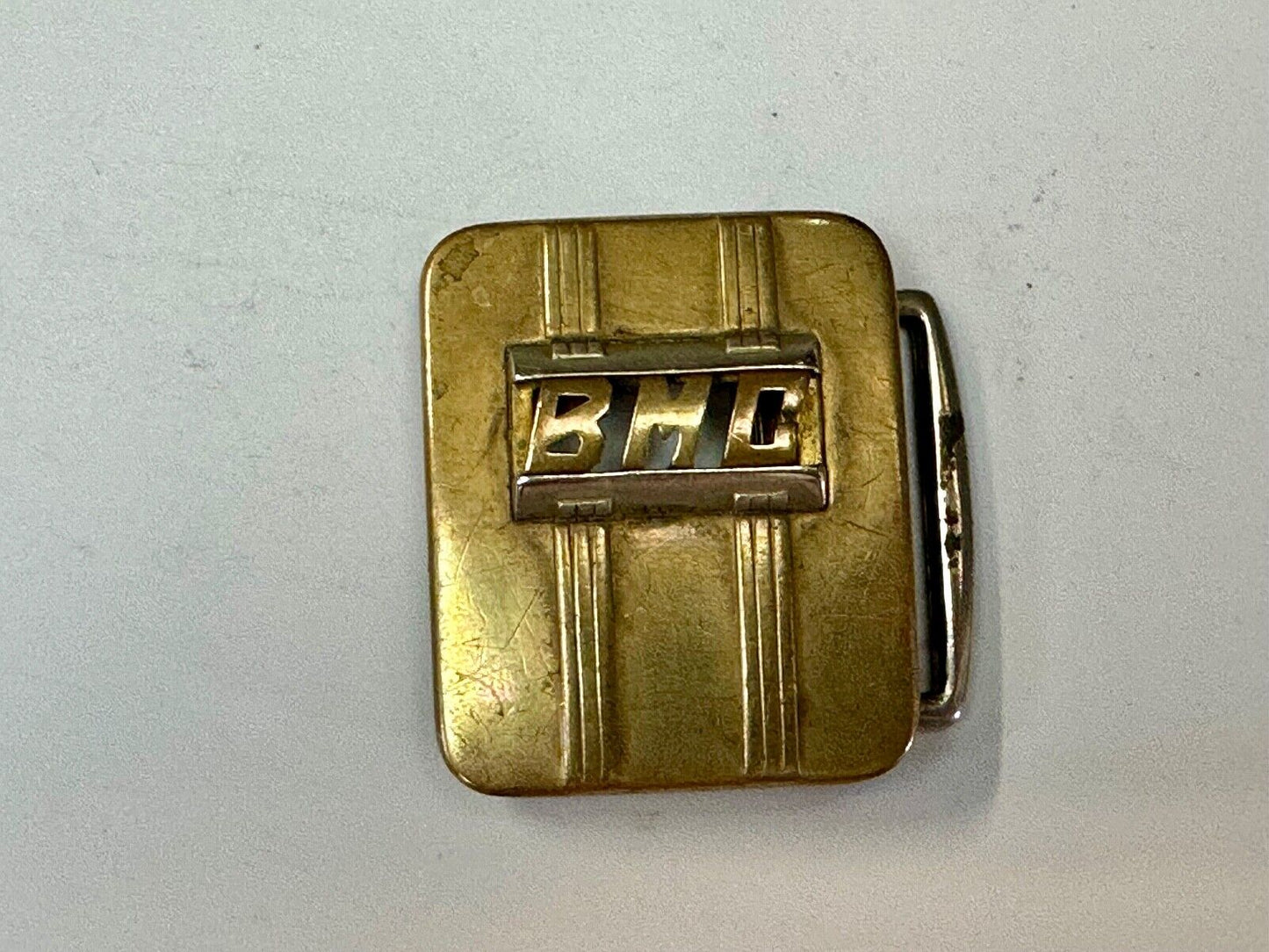 Vintage Art Deco Initials BMC belt buckle Deluxe Plate by Swank
