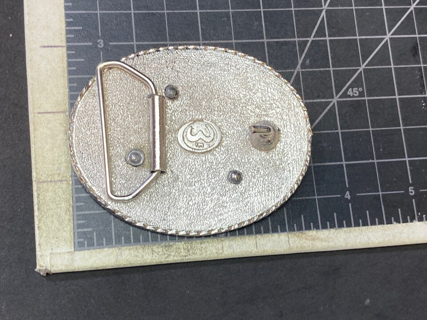 Barrel Racing Rodeo Cowboy Cowgirl Vintage Belt Buckle W/ Blank Ribbon Scroll