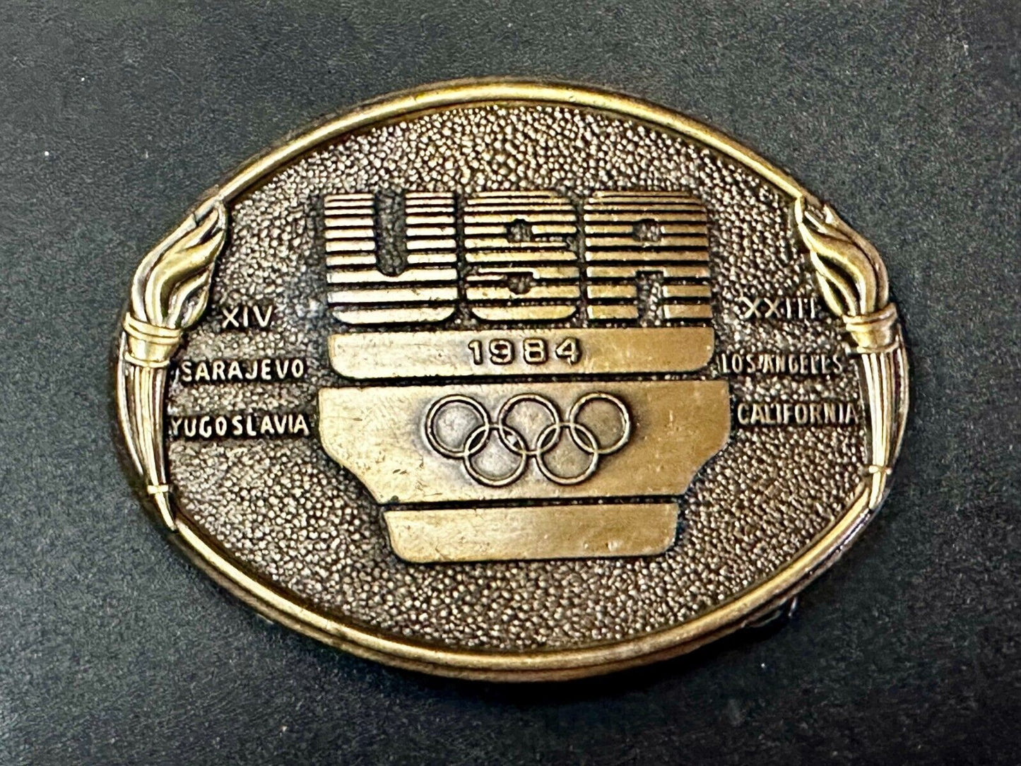 1984 USA Olympics Los Angeles California Vintage Commemorative Belt Buckle
