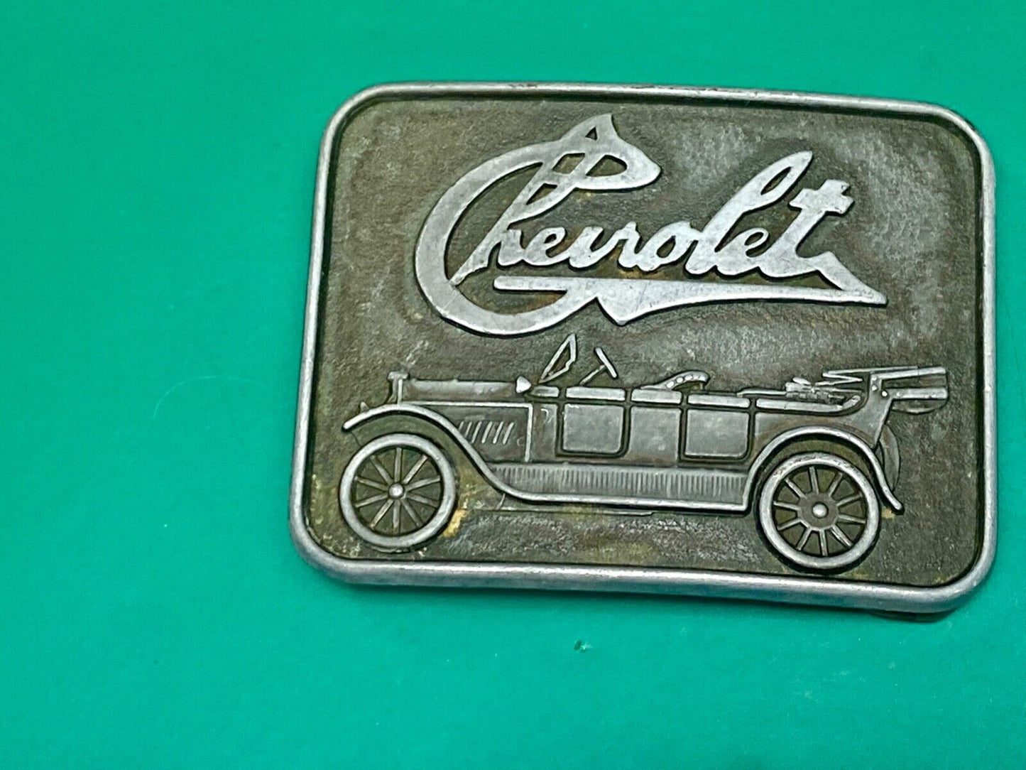 Vintage Chevrolet Chevy Antique Car logo emblem belt buckle by RJ Roberts