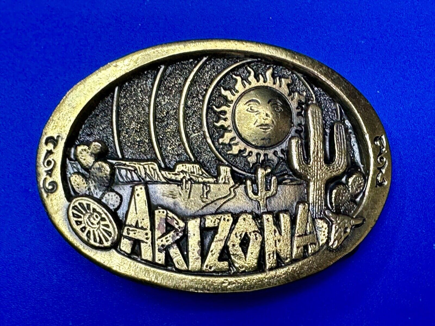 Arizona State Commemorative Desert Scene 1980 The Great American Belt Buckle Co