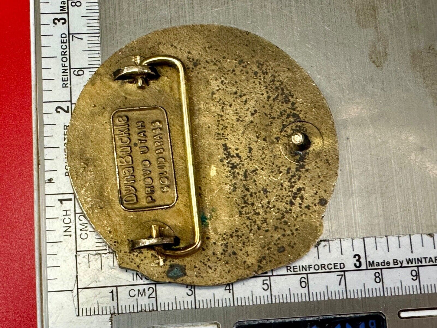 The Geological Society of America vintage solid brass round belt buckle